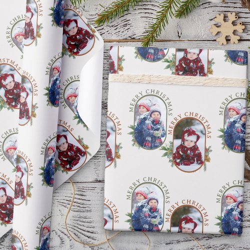 Merry Christmas Rounded Lozenge 2 Photo Wrapping Paper