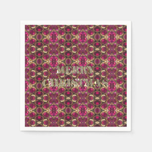 Merry Christmas Ruby Gold Gemstone Pattern Chic Napkins