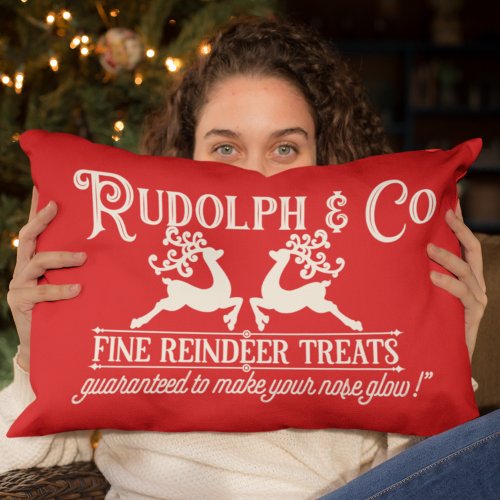 MERRY CHRISTMAS Rudolf Reindeer Treats Lumbar Pillow