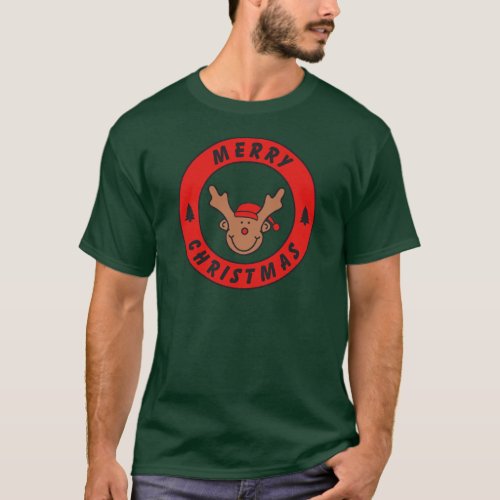 Merry Christmas Rudolf Rentier with a tree T_Shirt