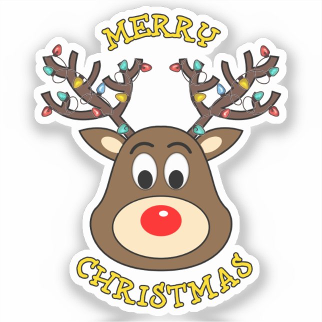 Merry Christmas, Rudolph the Red Nosed Reindeer Sticker (Front)