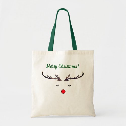 Merry Christmas Rudolph Tote Bag