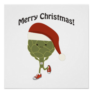 Merry Christmas! Running Artichoke Poster