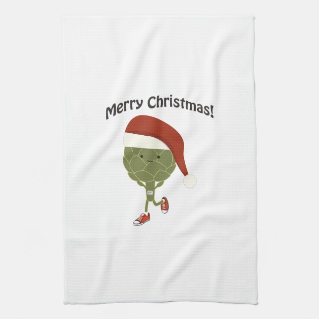 Merry Christmas! Running Artichoke Towel (Vertical)