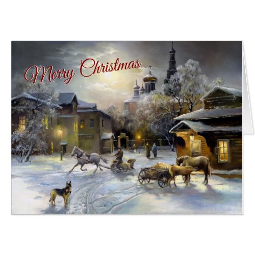 Merry Christmas Russian Village 18x24 Big Card