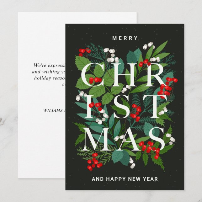 Merry Christmas Rustic Corporate Greeting Holiday Card (Front/Back)
