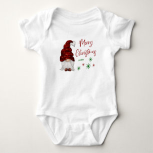 Merry Christmas Rustic Country Girl Gnome Holiday Baby Bodysuit
