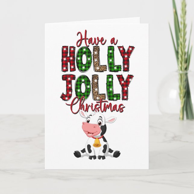 Merry Christmas Rustic Cow Card (Front)
