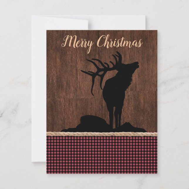 Merry Christmas Rustic Elk Holiday Card (Front)
