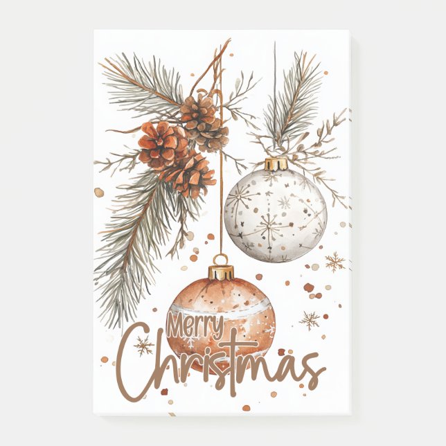 Merry Christmas Rustic Greeting Post-it Notes (Front)