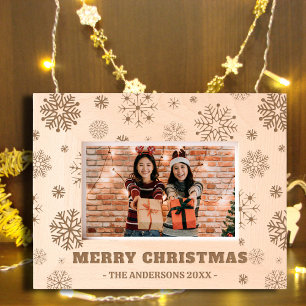 Merry Christmas rustic hoilday photo wooden etched