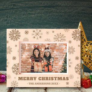 Merry Christmas rustic hoilday photo wooden etched