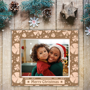 Merry Christmas rustic hoilday photo wooden etched
