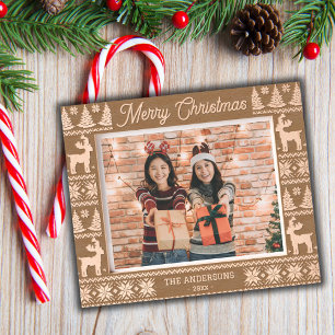 Merry Christmas rustic hoilday photo wooden etched