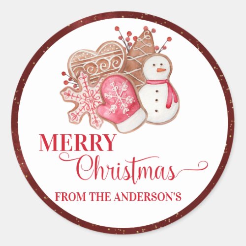 Merry Christmas Rustic Holiday Gingerbread Cookies Classic Round Sticker