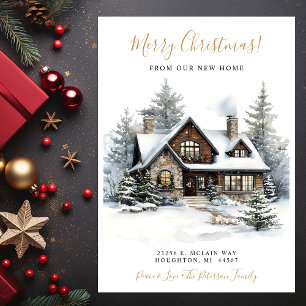 Merry Christmas Rustic New Home Moving Announcement