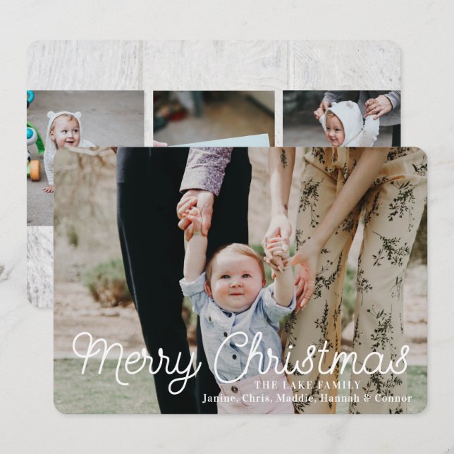 Merry Christmas Rustic Photo Holiday Card (Front/Back)