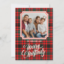 Merry Christmas Rustic Plaid Family Photo