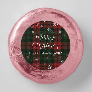Merry Christmas Rustic Plaid Script Custom Dipped Oreo Cookie Favors