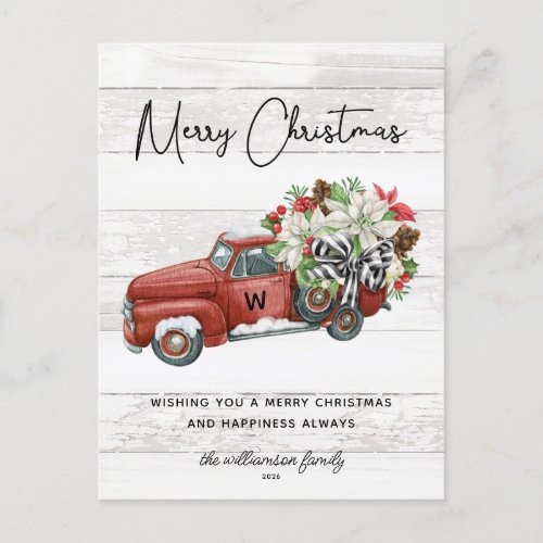 Merry Christmas Rustic Red Vintage Truck Holiday 