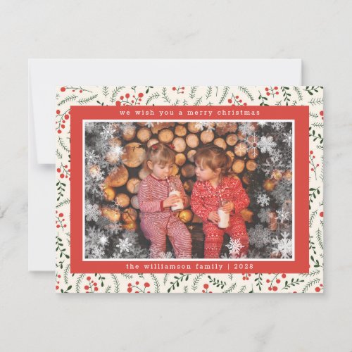 Merry Christmas Rustic Snowflake Photo Holiday 