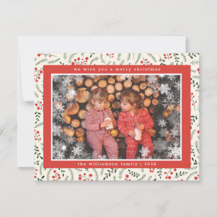 Merry Christmas Rustic Snowflake Photo Holiday  Card