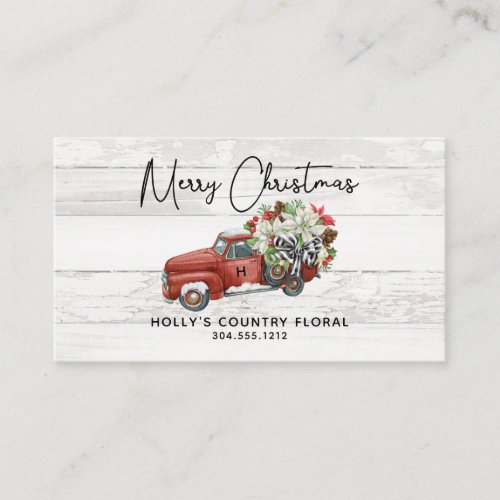 Merry Christmas Rustic Vintage Red Truck  Business Business Card