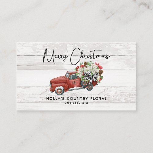 Merry Christmas Rustic Vintage Red Truck  Business Card