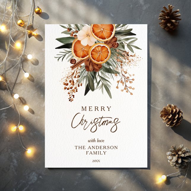 Merry Christmas rustic winter botanical greenery Holiday Card (Merry Christmas rustic winter botanical greenery Holiday Card editable template instant download)