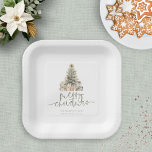 Merry Christmas Sage Script Tree Name Year Paper Plates<br><div class="desc">Merry Christmas Sage Script Tree Name and Year. Merry Christmas is in an elegant set script in sage and the rest of the text you can easily personalise.</div>