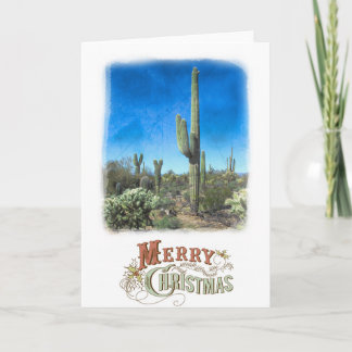 Merry Christmas Saguaro desert scene Card