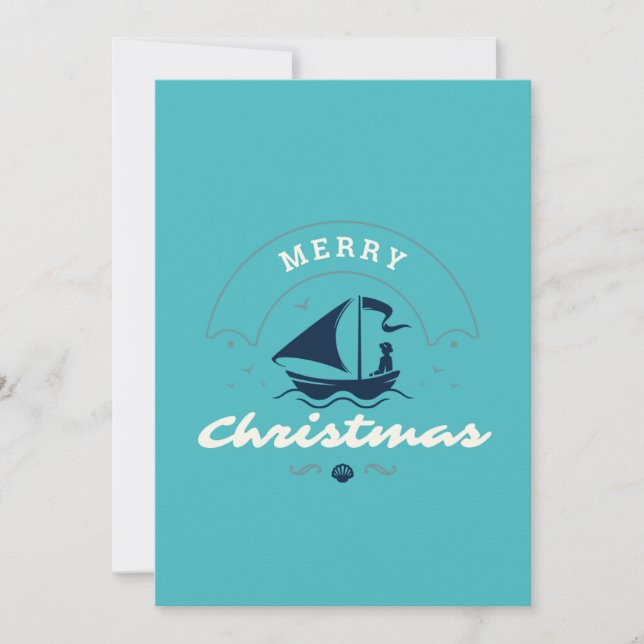 Merry Christmas Sailboat Holiday Card (Front)