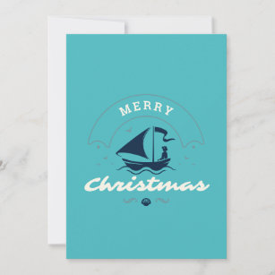 Merry Christmas Sailboat Holiday Card