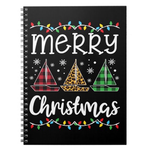 Merry Christmas Sailboat Sailing Lover Xmas Gift Notebook