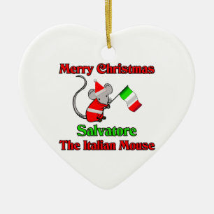 Merry Christmas Salvatore The Italian Mouse Ceramic Ornament