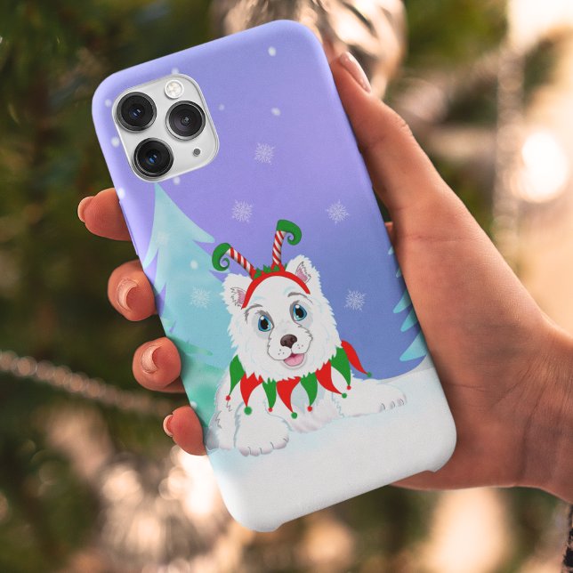 Merry Christmas Samoyed With Elf Headband  Case-Mate iPhone Case (Creator Uploaded)