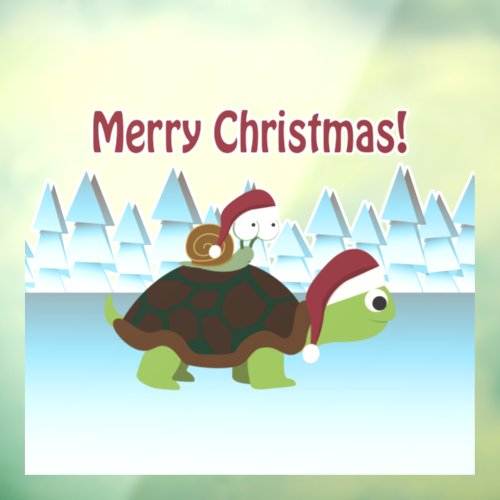 Merry Christmas San Turtle and  Santa Snail  Window Cling