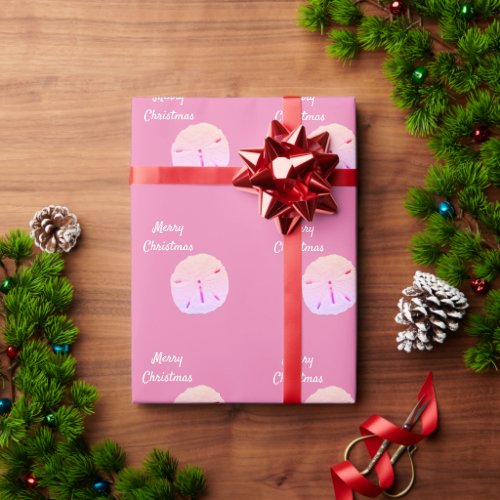 Merry Christmas Sand Dollar Patterns Pink Cute Wrapping Paper