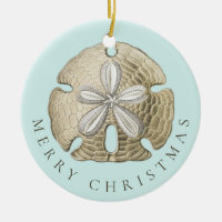 Merry Christmas Sand Dollar Turquoise Coastal