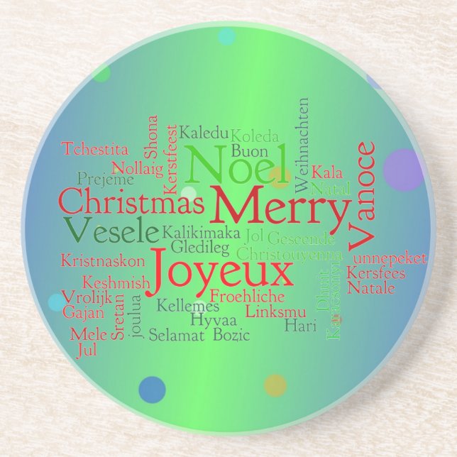 Merry Christmas Sandstone Coaster (Front)