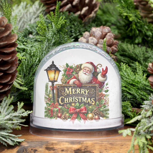 Merry Christmas Santa add message name year photo Snow Globe (Winter)