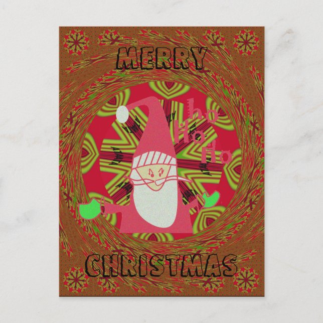 Merry Christmas Santa African Traditional Design Holiday Postcard (Front)