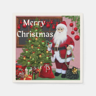 Merry Christmas Santa and Christmas Tree Napkins