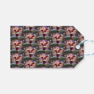 Merry Christmas Santa and Christmas Trees  Gift Tags