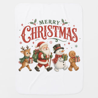 Merry Christmas Santa and Friends Baby Blanket