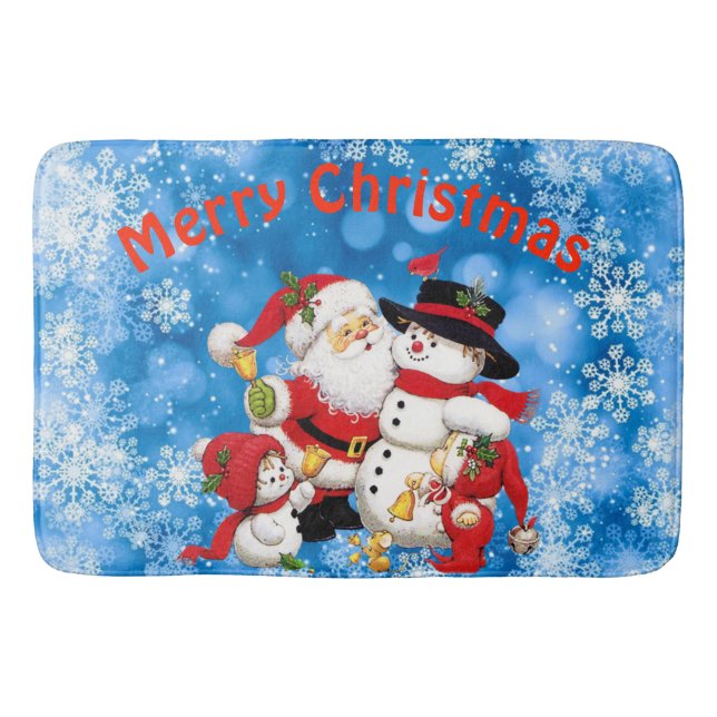 Merry Christmas Santa And Friends Bathroom Mat (Front)