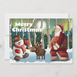 Merry Christmas Santa and Friends Holiday Card