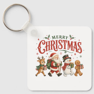Merry Christmas Santa and Friends Keychain