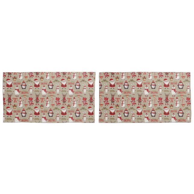 Merry Christmas Santa And Friends Pillowcase (Front-Set)