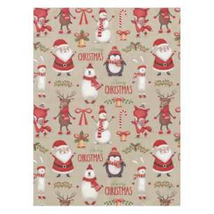 Merry Christmas Santa And Friends Tablecloth
